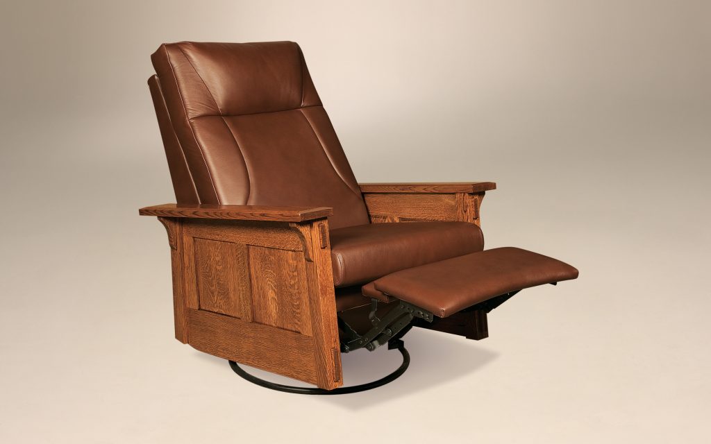 Mission Panel Swivel Recliner with Leather Option Amish Furniture of