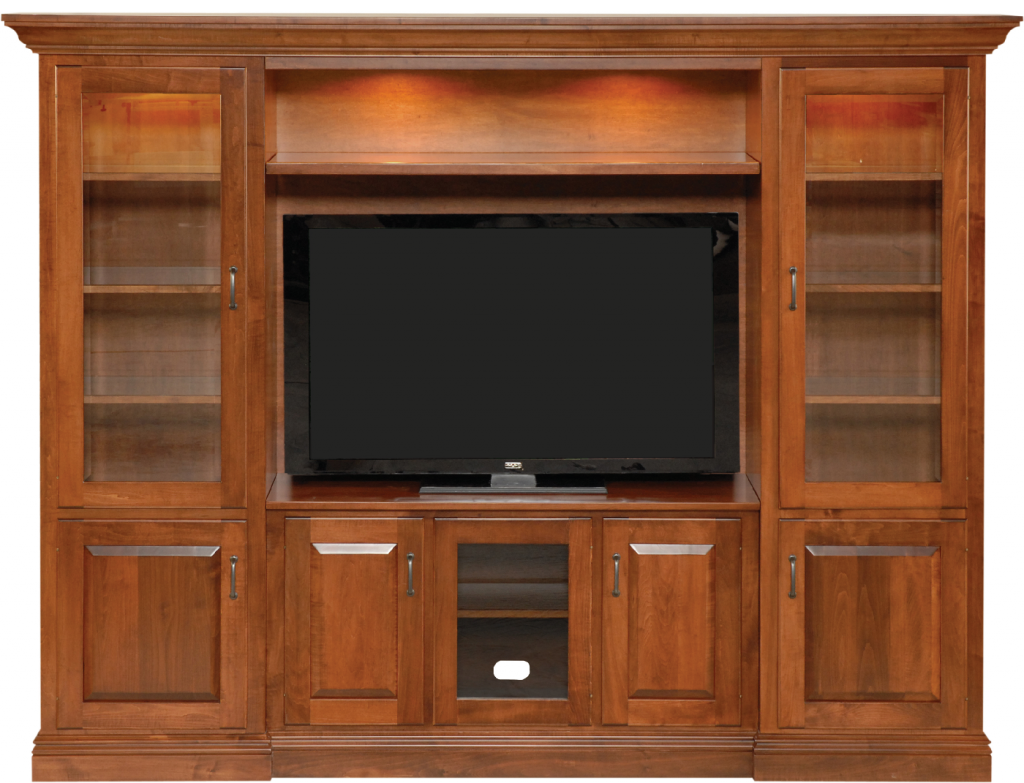 Shaker Entertainment Center with Single Glass Door & Light Option