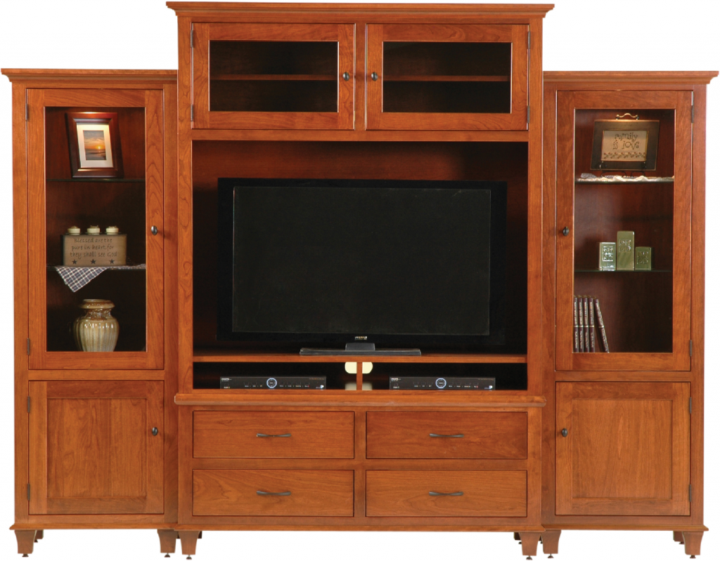 Entertainment Center with Large Screen Hutch Option Amish Furniture