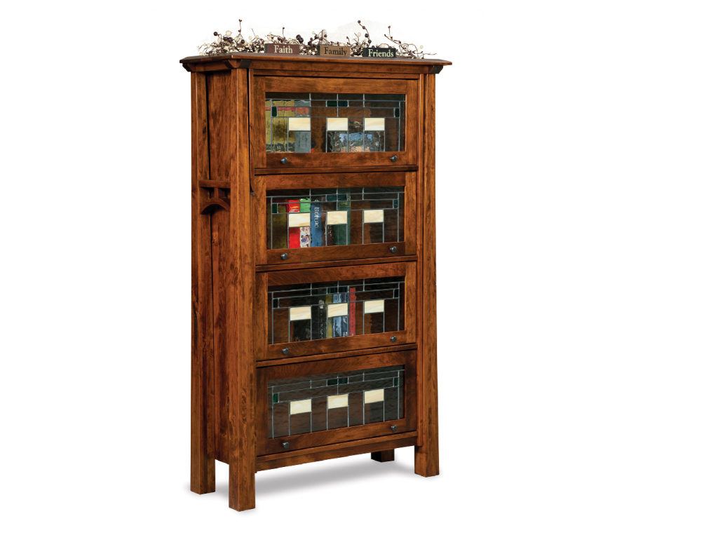 Mission Barrister Bookcasewith Leaded Glass Option Amish Furniture of