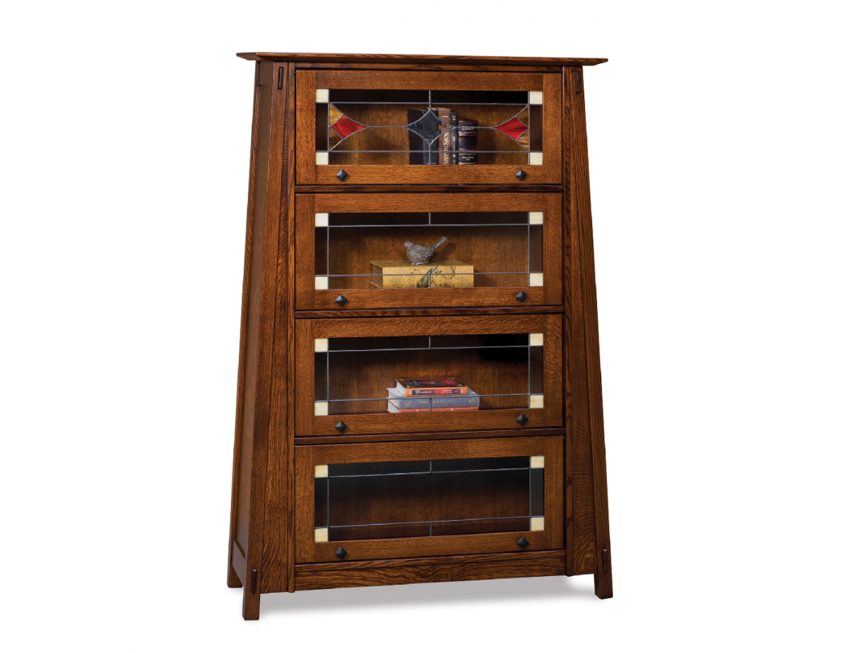 Arts & Craft Barrister Bookcase with Leaded Glass Option Amish