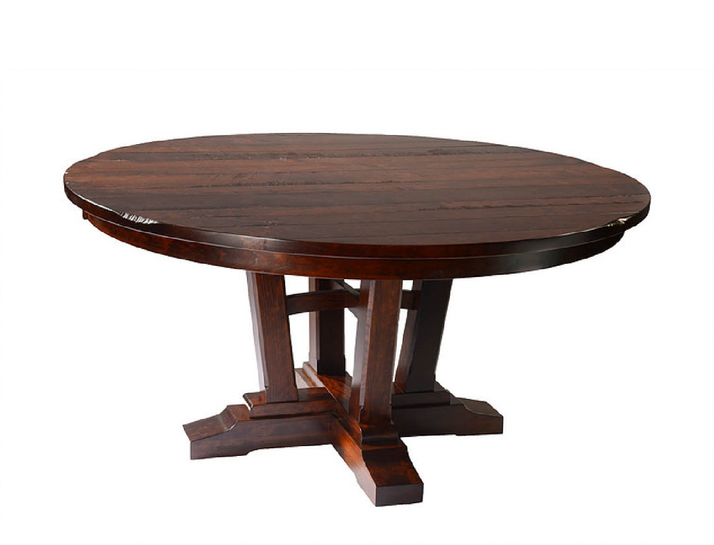 Mission Farmhouse Pedestal Table with Round Plank Top Option Amish